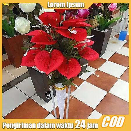 Bunga Hiasan Anthurium Lily 18 Kuntum bunga hias plastik bunga artificial bunga sudut bunga plastik 