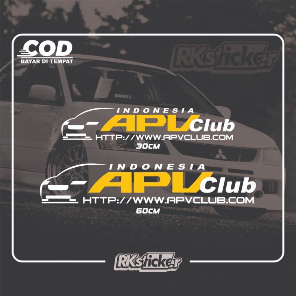 Stiker cutting APV club kaca belakang/depan mobil