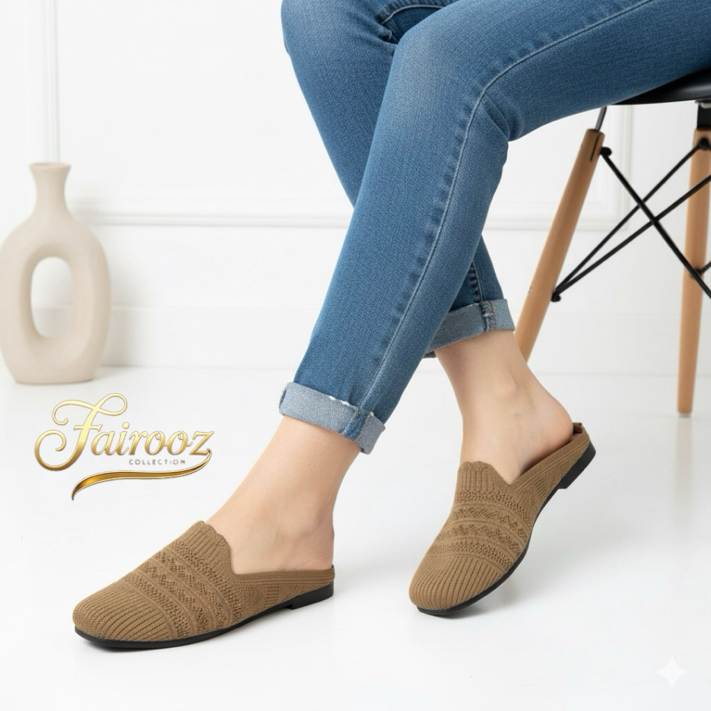 Fairooz - Sandal Wanita Flat Shoes Rajut Import New Motif Ukuran 37 s/d 41 SF-22