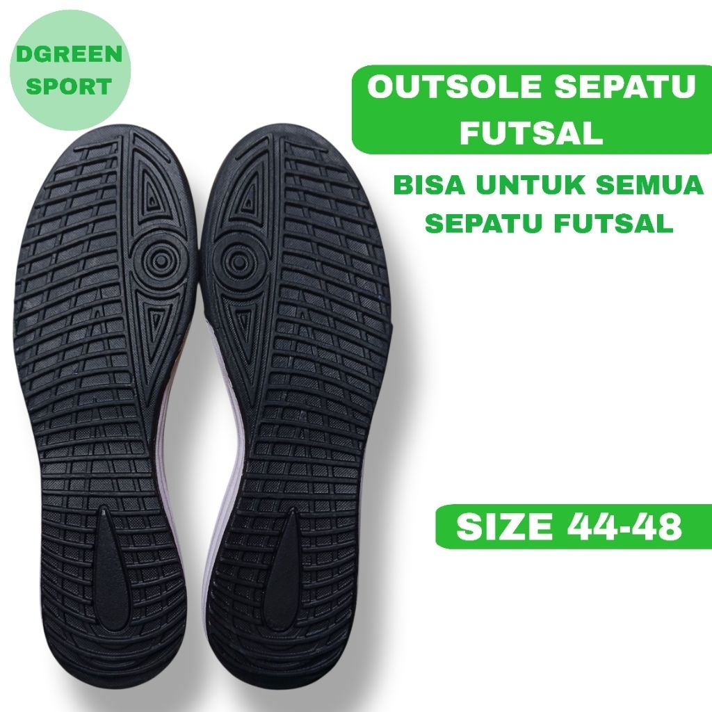 Outsole Sepatu Futsal Jumbo Sol Rata 2 Warna Sintetis Karet Lentur Size 44-48 Lebar Warna Hitam