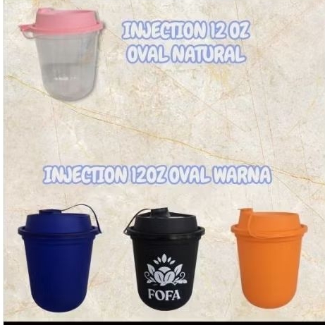 Sablon cup injection 12oz oval warna