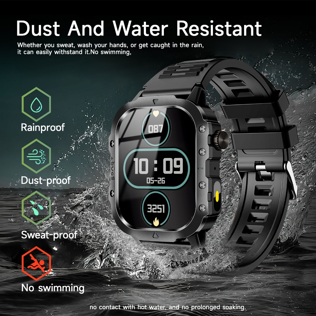 SKMEI Smartwatch H12 Jam Tangan Pria  2,01 inci Tracker Jam Olahraga Deteksi Tekanan Darah Oksigen T