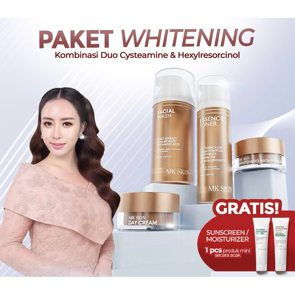 MK SKIN -  Paket Wajah Whitening - Kombinasi Cysteamine & Hexylresorcinol untuk Mencerahkan Kulit & 