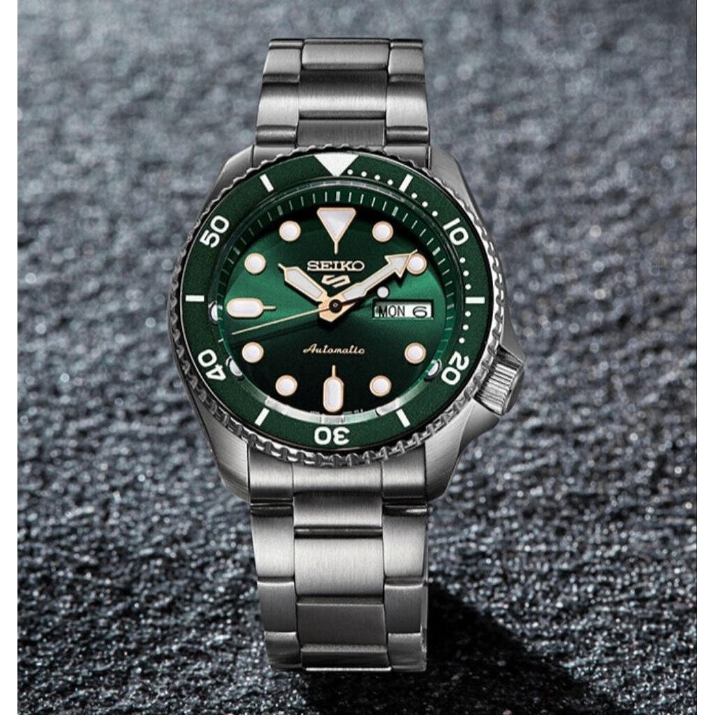 Jam Tangan Pria Original Seiko 5 Automatic SRPD63K1 Bezel Green
