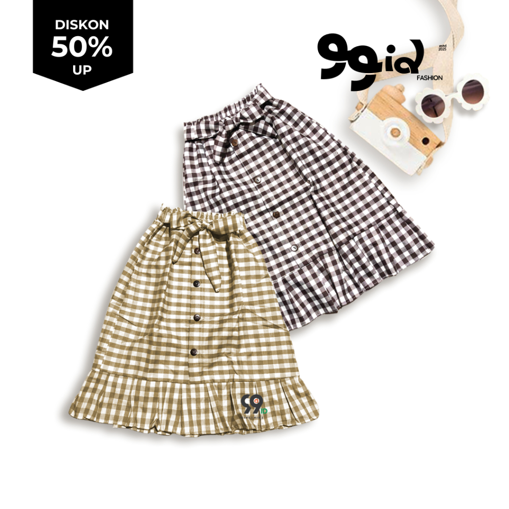 ASHELLA SKIRT Rok Anak Perempuan Gaya Korea Kotak - Kotak TERLARISS 