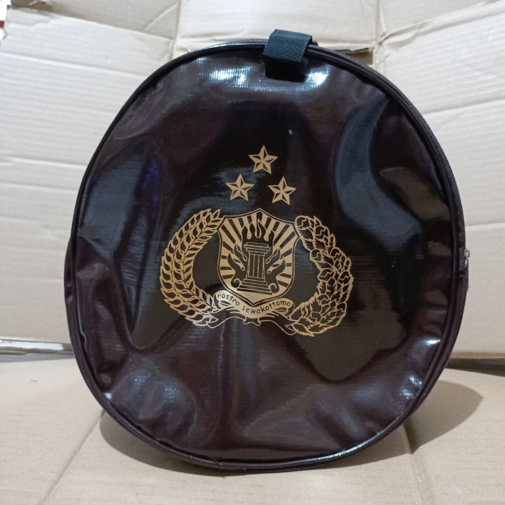 Tas pet tas topi pet logo polisi coklat