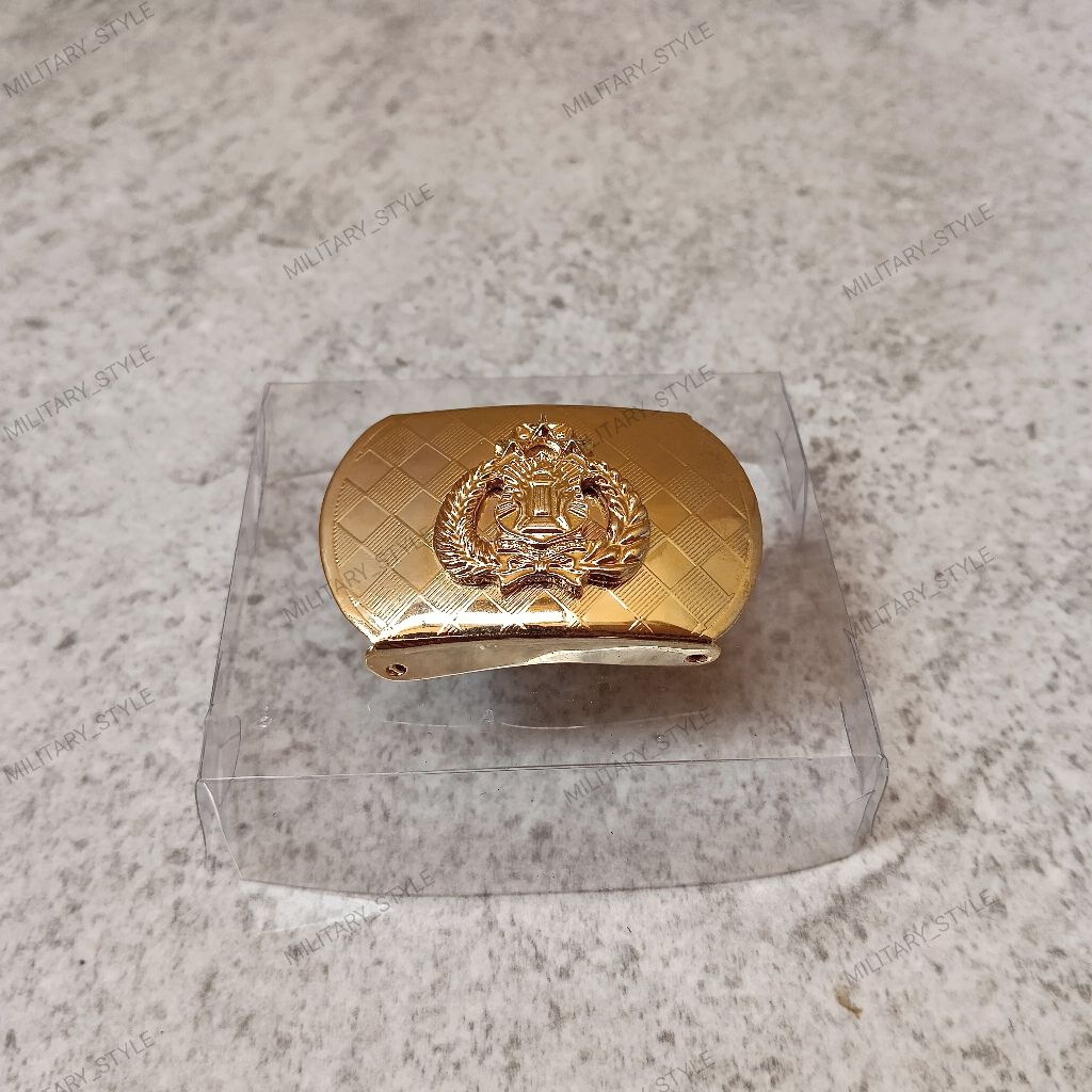 kepala sabuk polri kuningan motif logo timbul