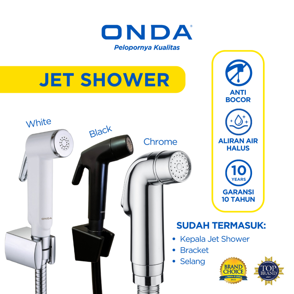 ONDA Jet Shower Closet Bidet Spray Toilet Semprotan Kloset WC S 88 Chrome S 22 Black S 21 White