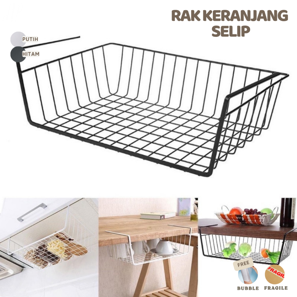 Rak Keranjang Selip / Gantung Hanging Basket Rak  Gantung Lemari Dapur Penyimpanan Keranjang Rak Gan
