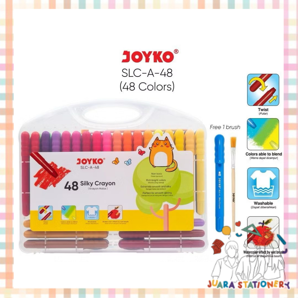 Joyko Silky Crayon 48 Warna SLC-A-48 / Silky Crayon Joyko Krayon Halus
