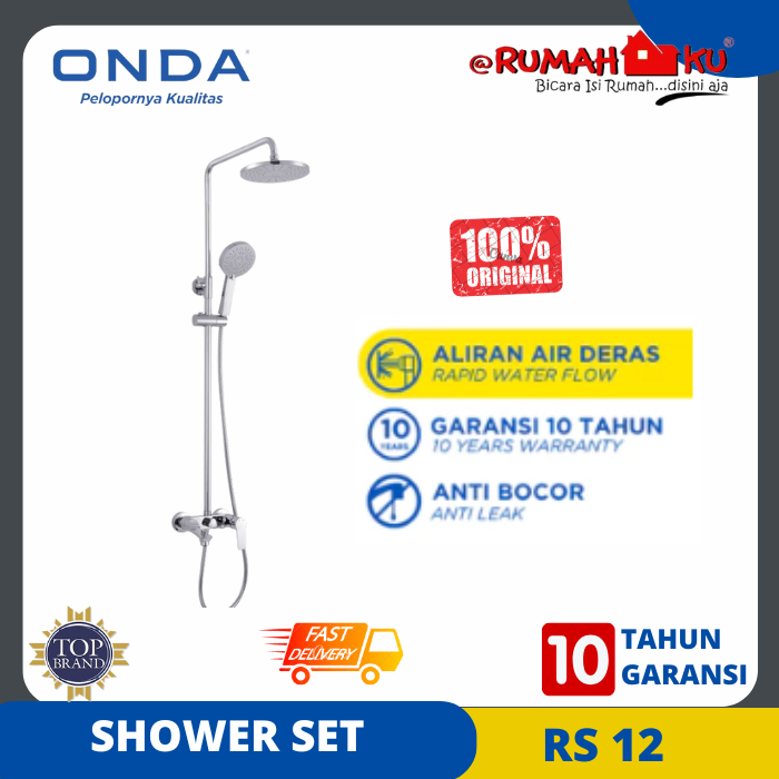 ONDA Rain Shower Set Kamar Mandi 3 in 1 RS 12  Shower Tiang Komplit Kran Panas Dingin Anti Bocor