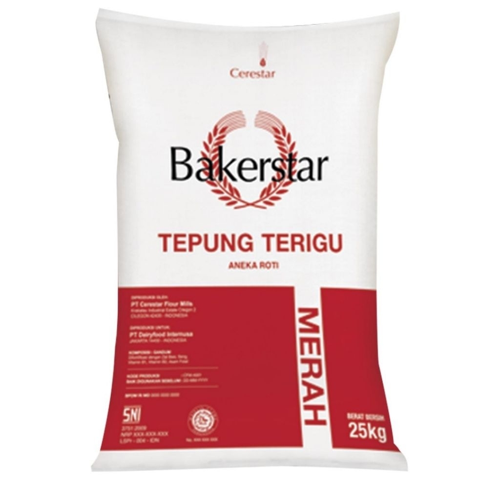 Bakerstar Merah Tepung Terigu Protein Tinggi 25kg Karung