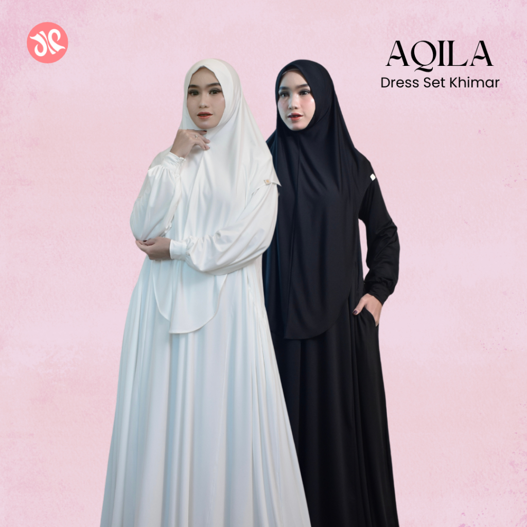 JANNAH RIVER Gamis Umroh Haji Aqila Set Khimar Dagu Jersey Korea Premium Abaya Lebaran Idul Fitri