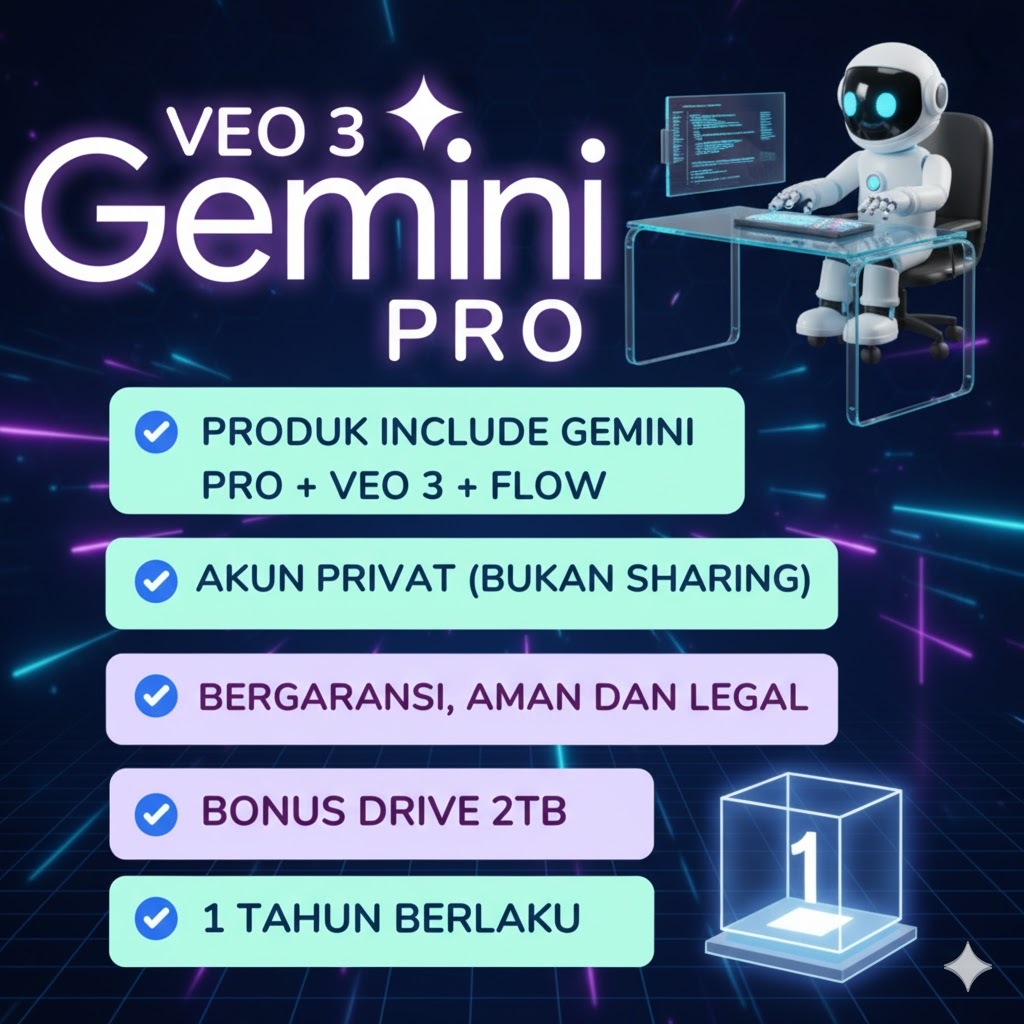 Gemini AI Pro - 4 Bulan - Private & Bergaransi (Drive, Gemini, Flow, Whisk, Veo3, NotebookLM & etc)