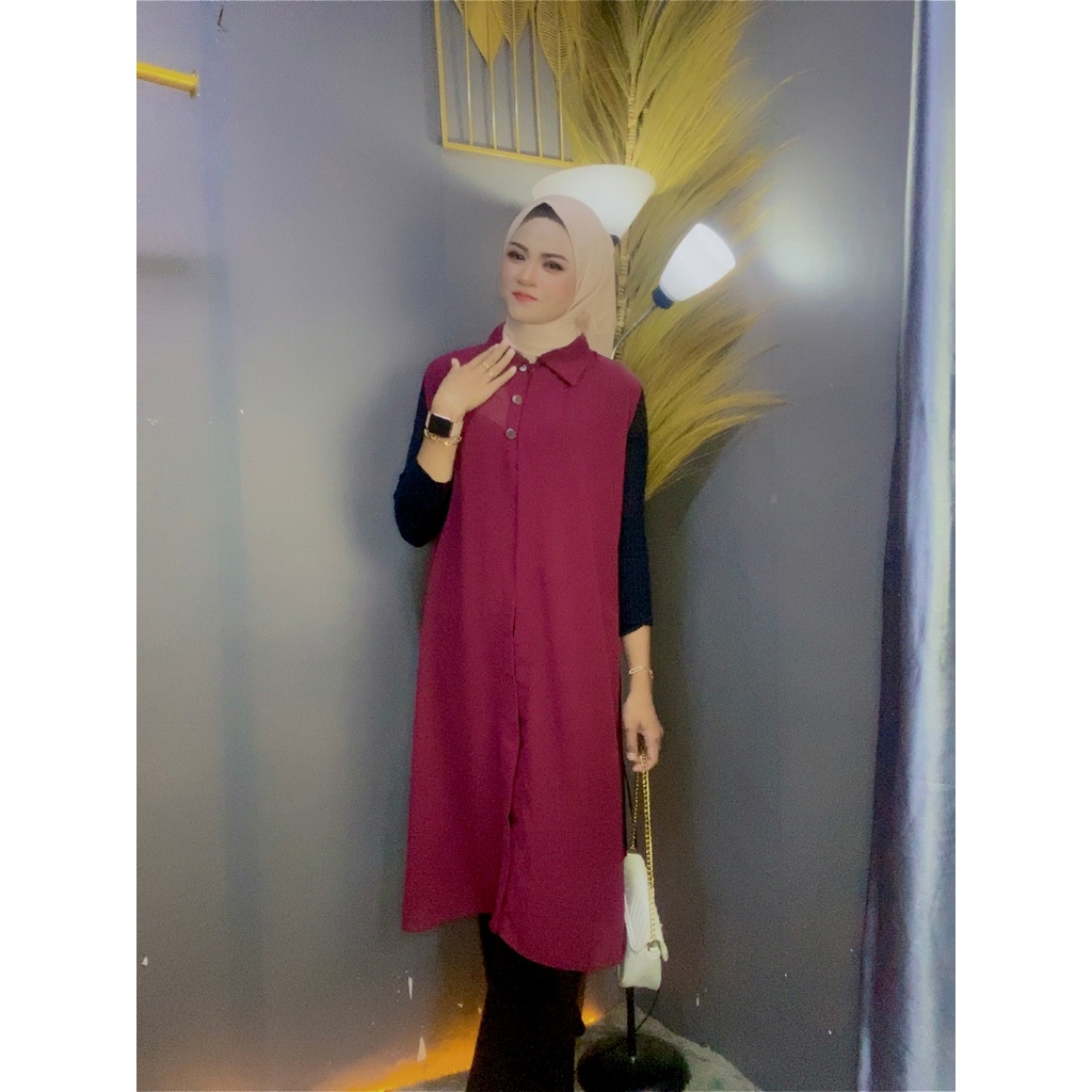 Outer Cardingan Wanita Tanpa Lengan Ceruty Babydoll By Azka Colloction