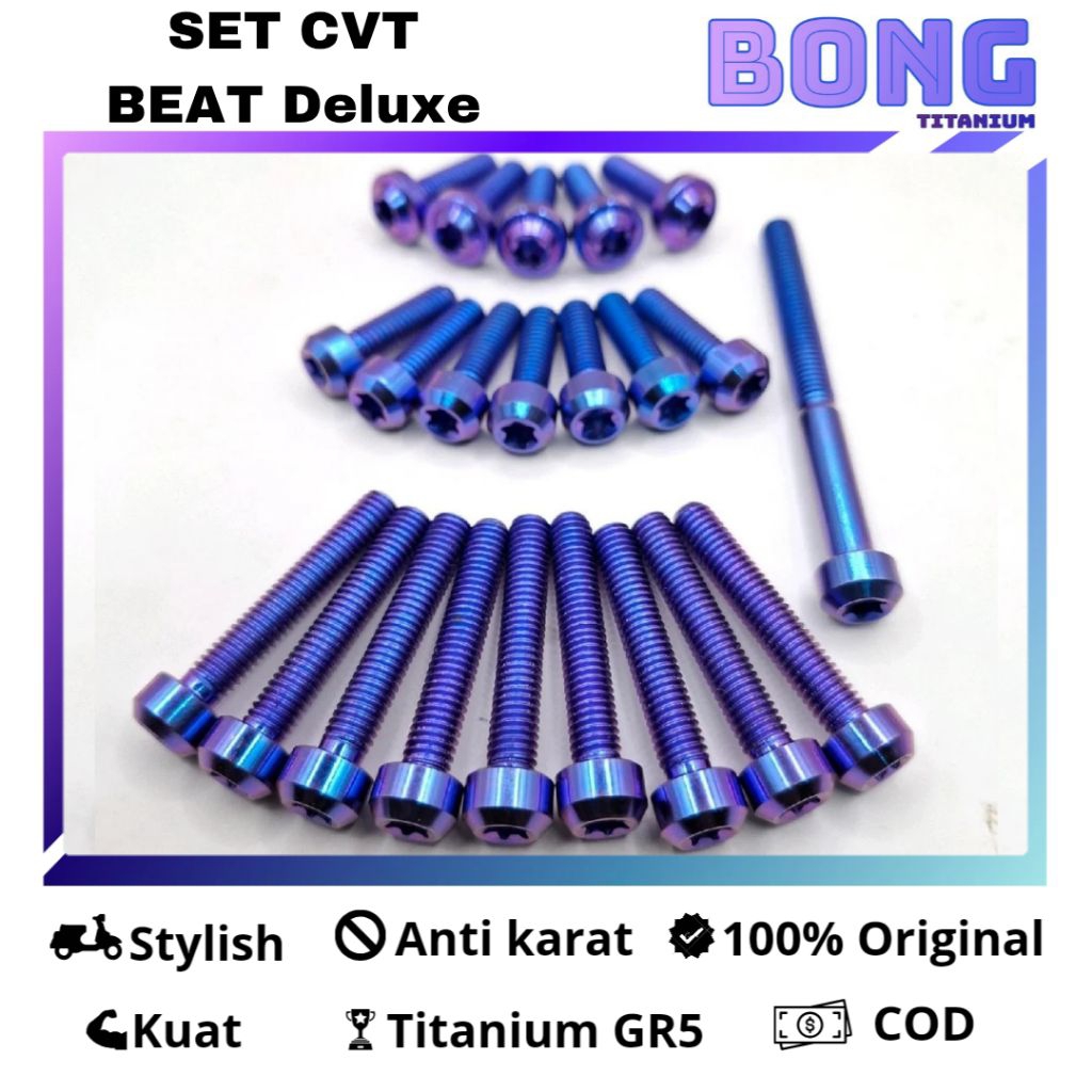 Baut Titanium Set Bak Cvt Motor BEAT DELUXE Titanium Gr5 Original