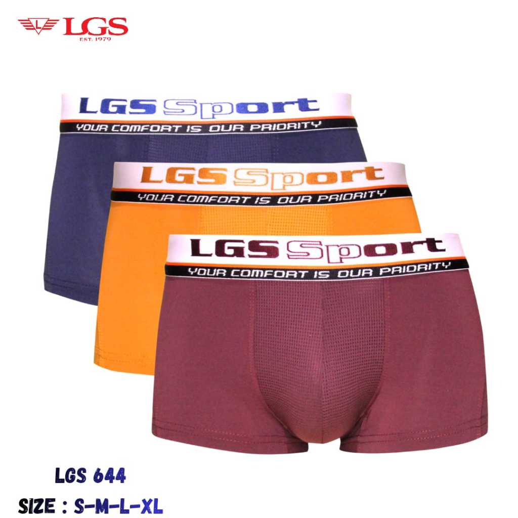 CELANA DALAM BOXER LGS SPORT BAHAN MICROFIBER LGS 644 ISI 3 PCS