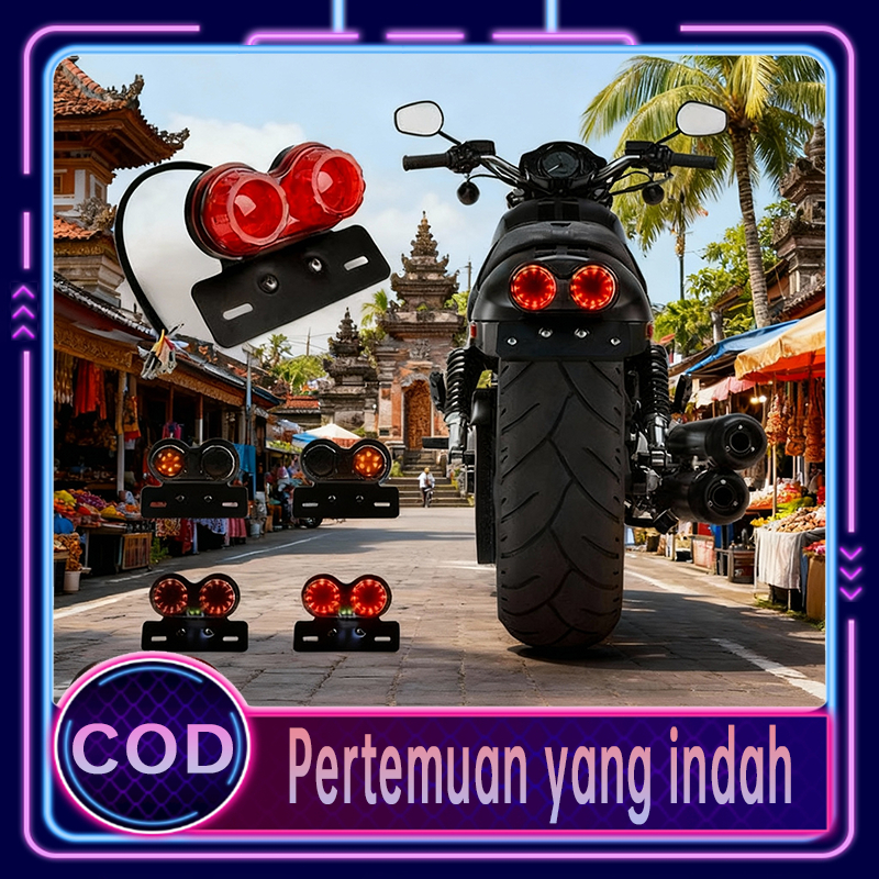 Lampu belakang dan lampu rem motor, lampu sein lensa merah universal / lampu belakang retro motor / 