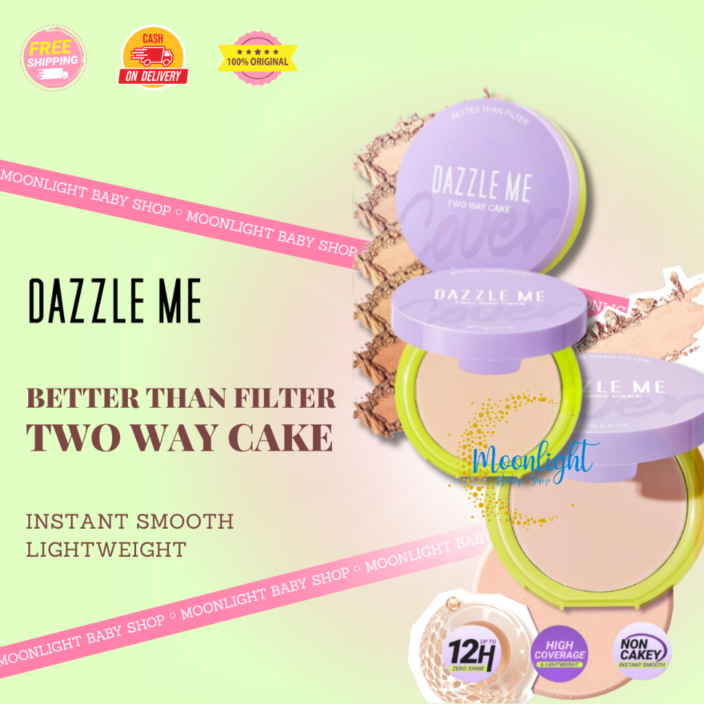 DAZZLE ME Better Than Filter Double Kill Two Way Cake Matte Powder Foundation High Coverage Oil Cont
