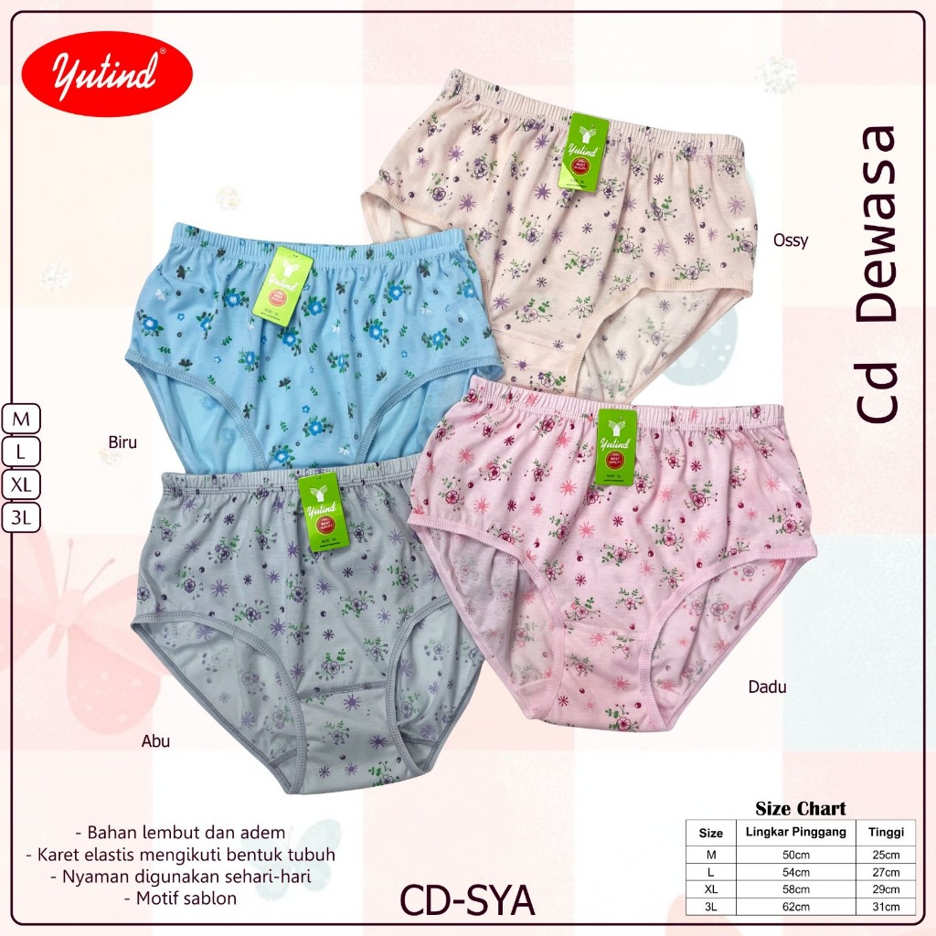 6PCS CELANA DALAM WANITA YUTIND SIZE M L XL XXL
