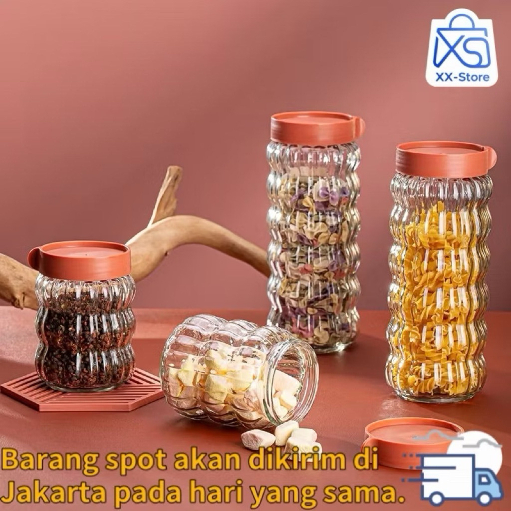 Toples Kaca Motif Belimbing Set 4In 1 /Toples Kaca Diamod Glass Tempat Kue Kering Lebaran