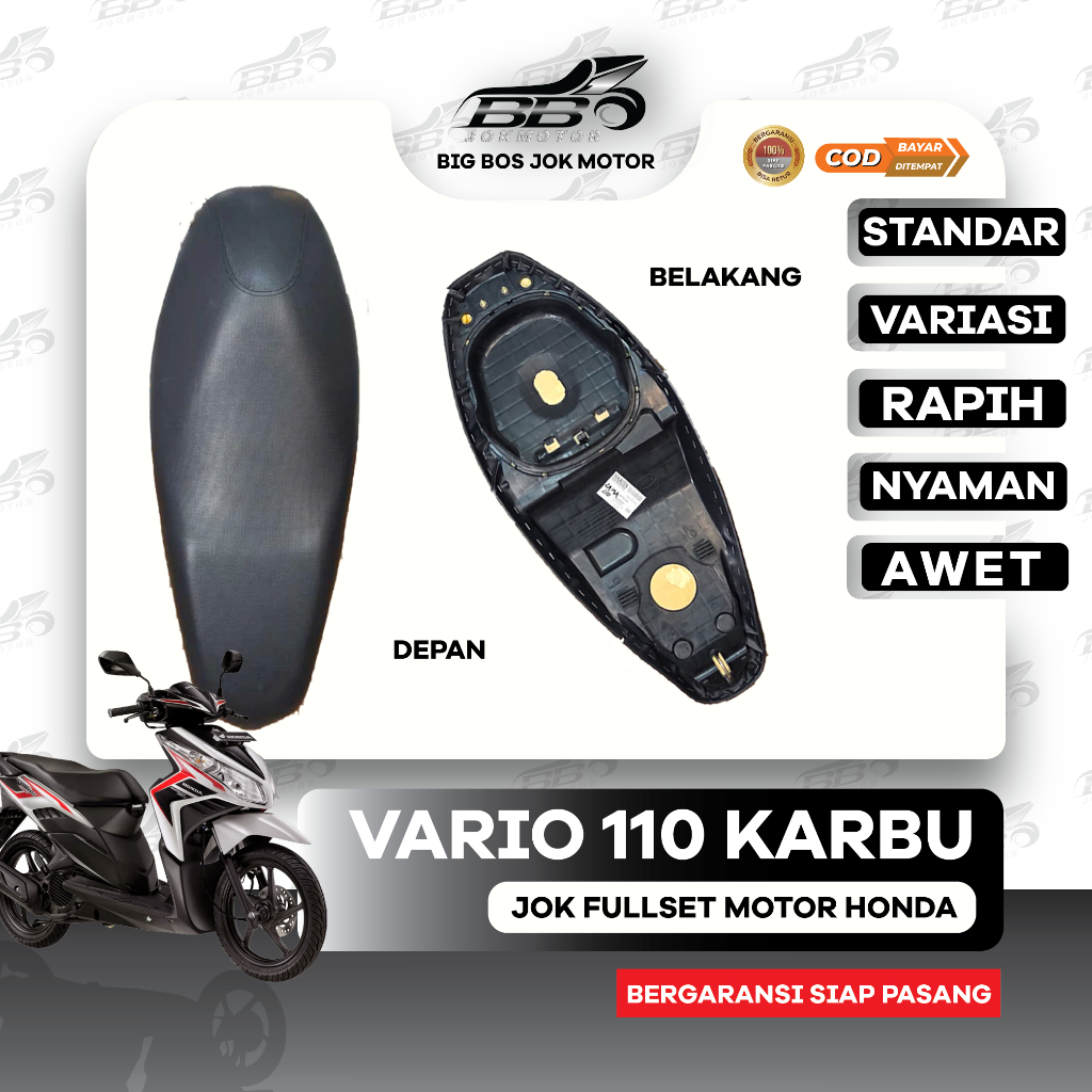 Jok Motor Vario 110 Karbu Siap Pasang I Jok Honda Vario 110 Kulit Standar & Variasi