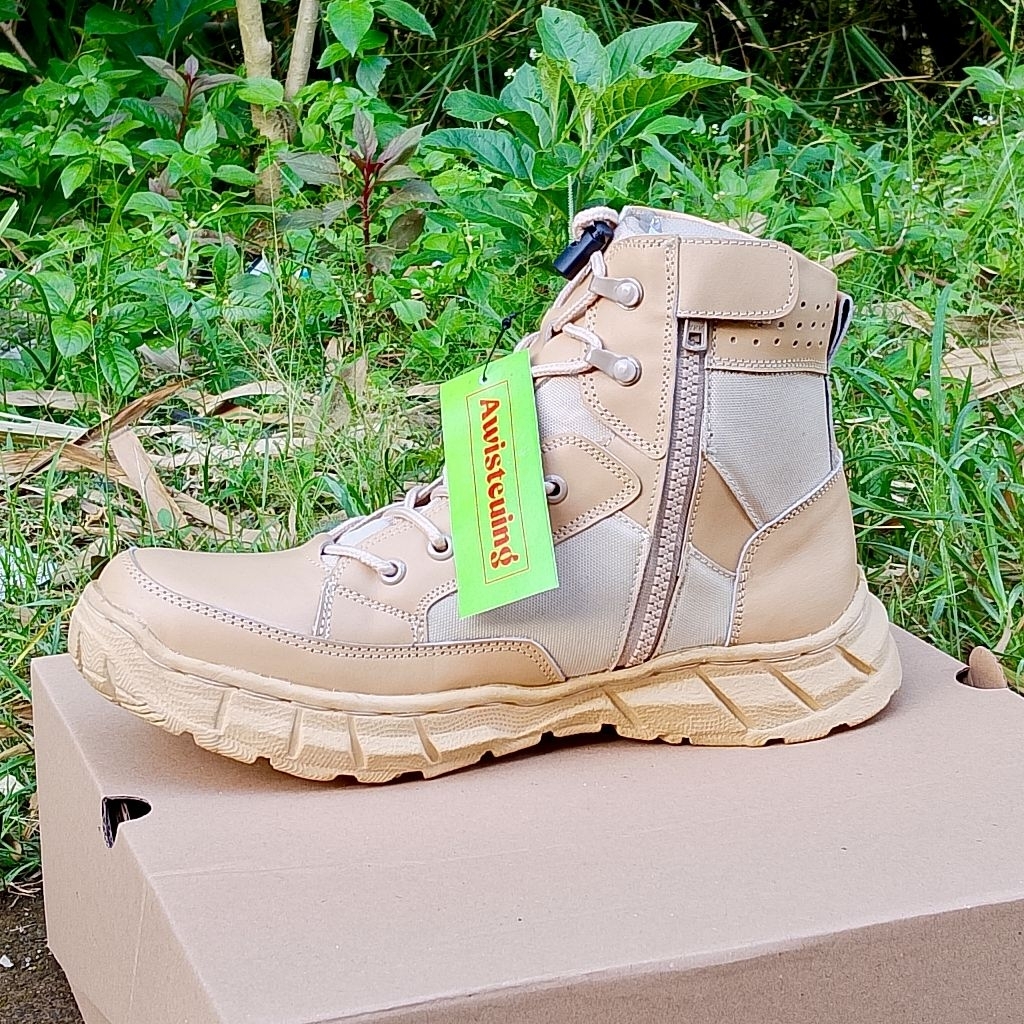 awisteuing semiboots krem sepatu tactical PDL ASN SATPOL PP TAGANA kulit gunung