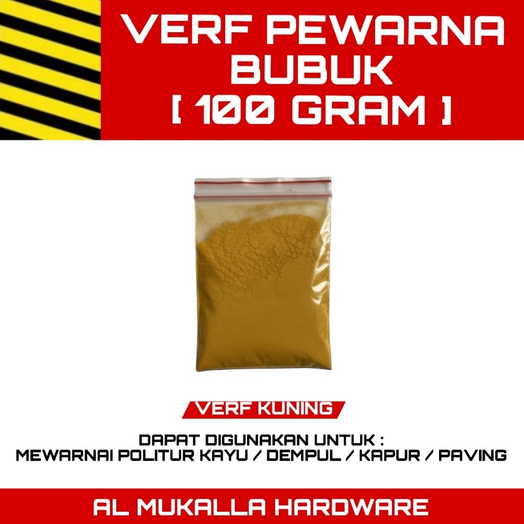 Verf Pewarna Kayu Semen Plamir Kuning 100 Gram | Oker / Verf Pigmen Bubuk Iron Oxide