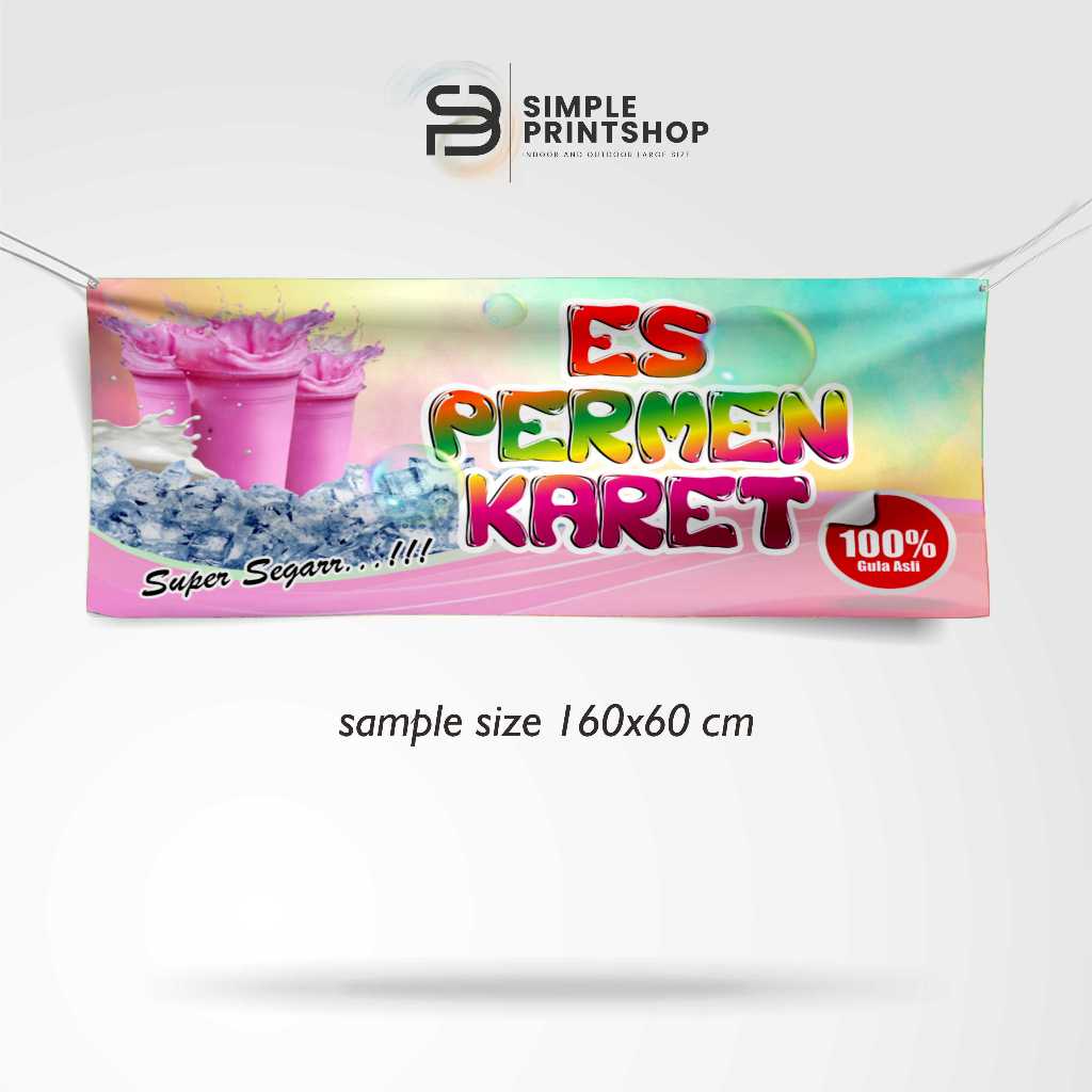 160x60 cm cetak spanduk banner es permen karet custom desain