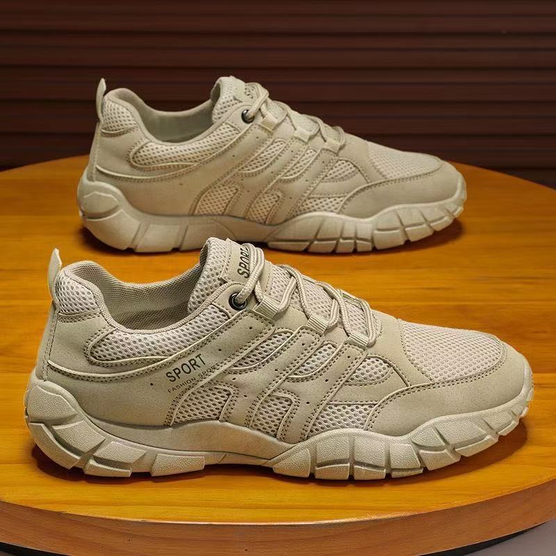 Sneakers Pria Chunky Style Warna Khaki/Hitam Trendy