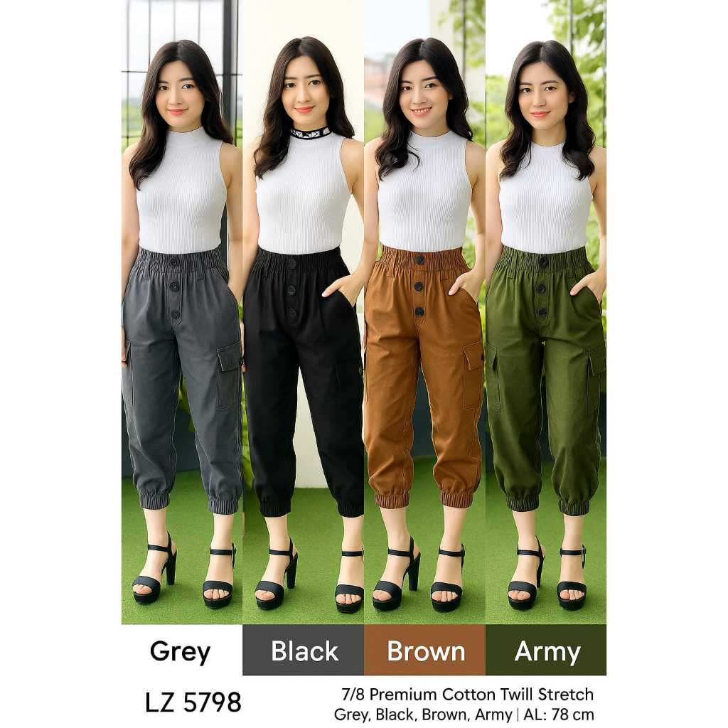 Celana Cargo Pants Wanita 7/8 / Wendy Cargo Pants Wanita Celana Joger High Waist Korea Kekinian