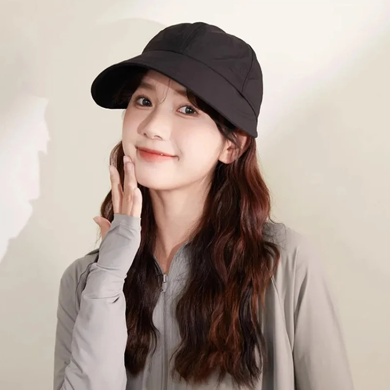 Topi Pantai Wanita Korea Visor Anti UV Gaya Jepang Bucket Half Fashion Trendy Tepi Lebar Lipat Topi 