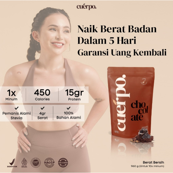 Cuerpo Susu Tinggi Kalori & Protein Penggemuk Berat Badan 960 Gram