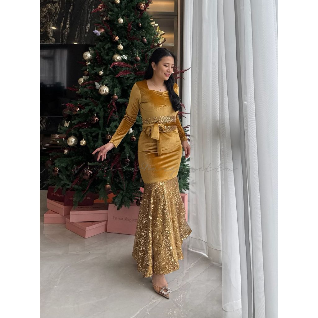 [VM] - 9073# Dress Maxi Beludru/ Dress Pesta/ Gaun Natal
