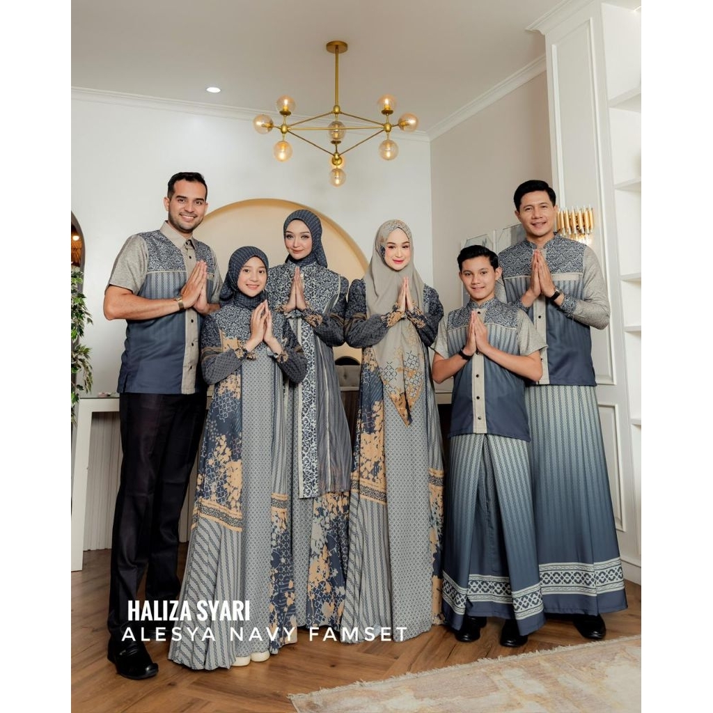 ALESYA NAVY SARIMBIT FAMILY COUPLE KELUARGA GAMIS SCARF KHIMAR DAILY DRESS BY HALIZA SYARI