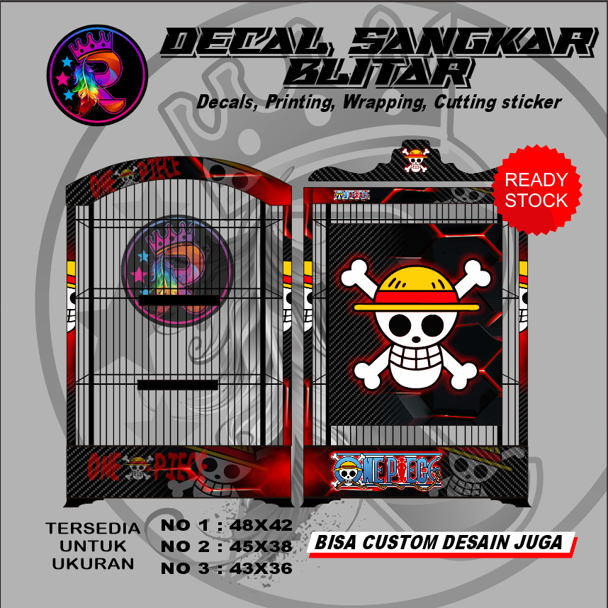 water slide decal sangkar nomor 2 onepiece hitam carbon