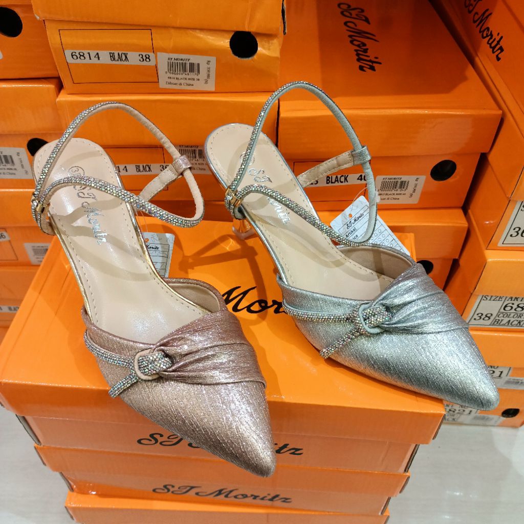 sepatu pesta wanita mewah heels 8cm ST.MORITZ original