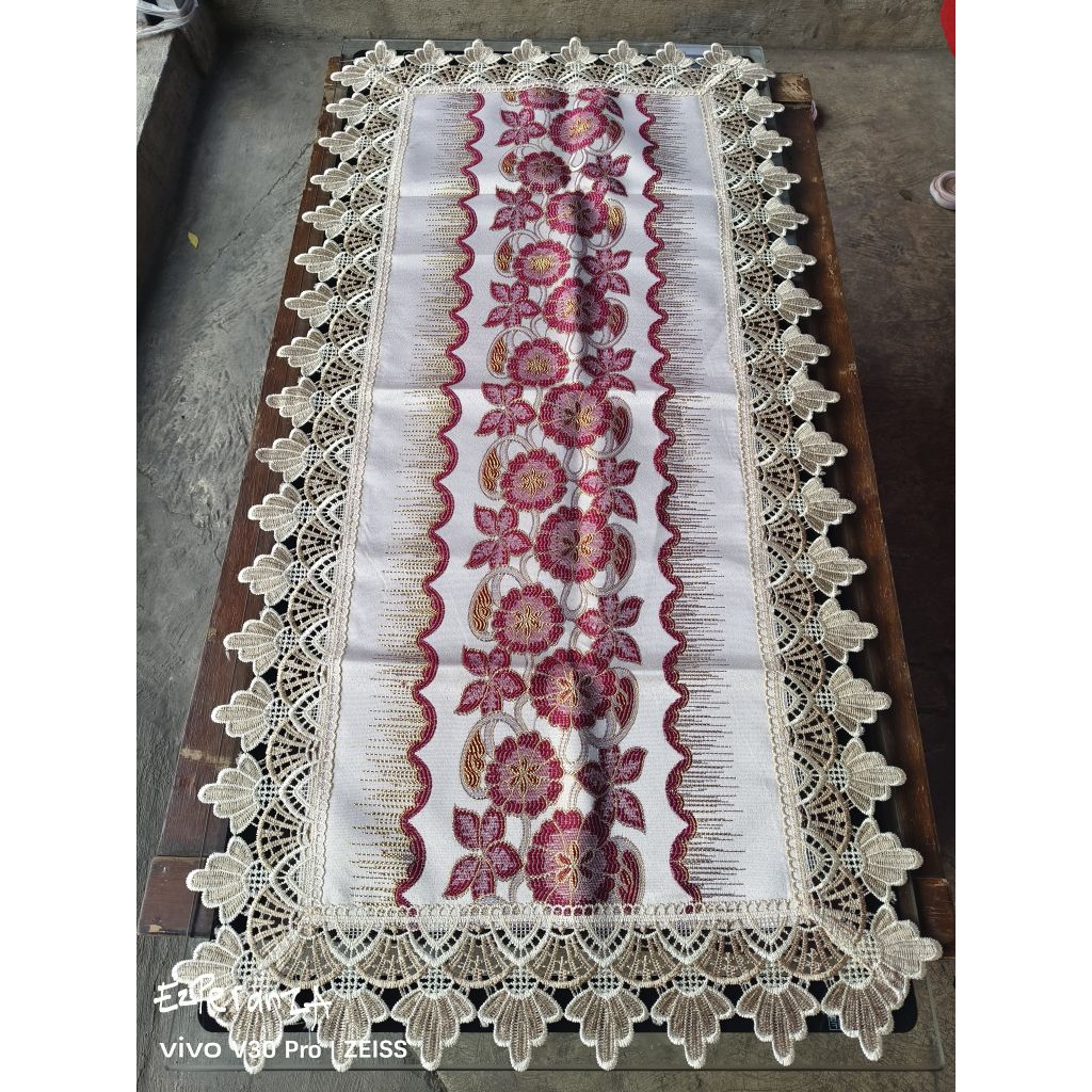 TAPLAK MEJA TAMU RENDA BORDIR IMPORT CANTIK