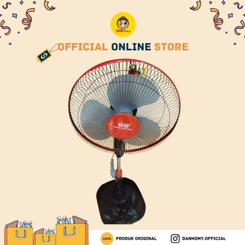 standing fan QQ ukuran 16inch, kipas berdiri QQ national