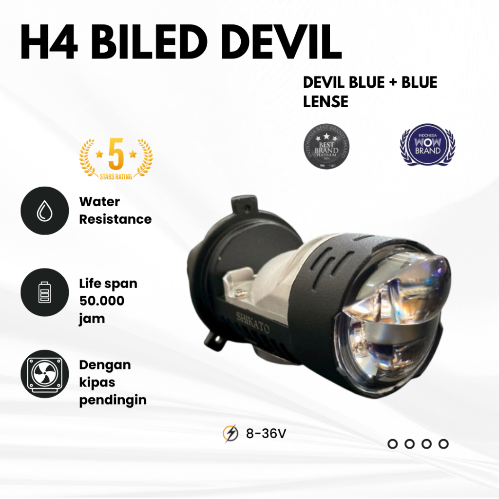 Lampu depan H4 BILED devil Lampu h4 cahaya biled blue lense lampu LED Motor LED Mobil