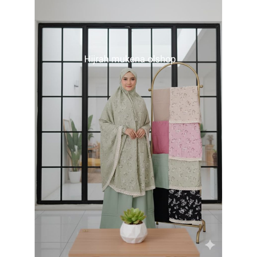 Mukena rayon motif 2in1 renda kecil/mukena Travelling/mukena kekinian