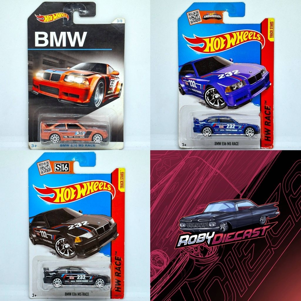 Hot Wheels BMW M3 E36 BMW Series Blue Black HW Race Roby Diecast