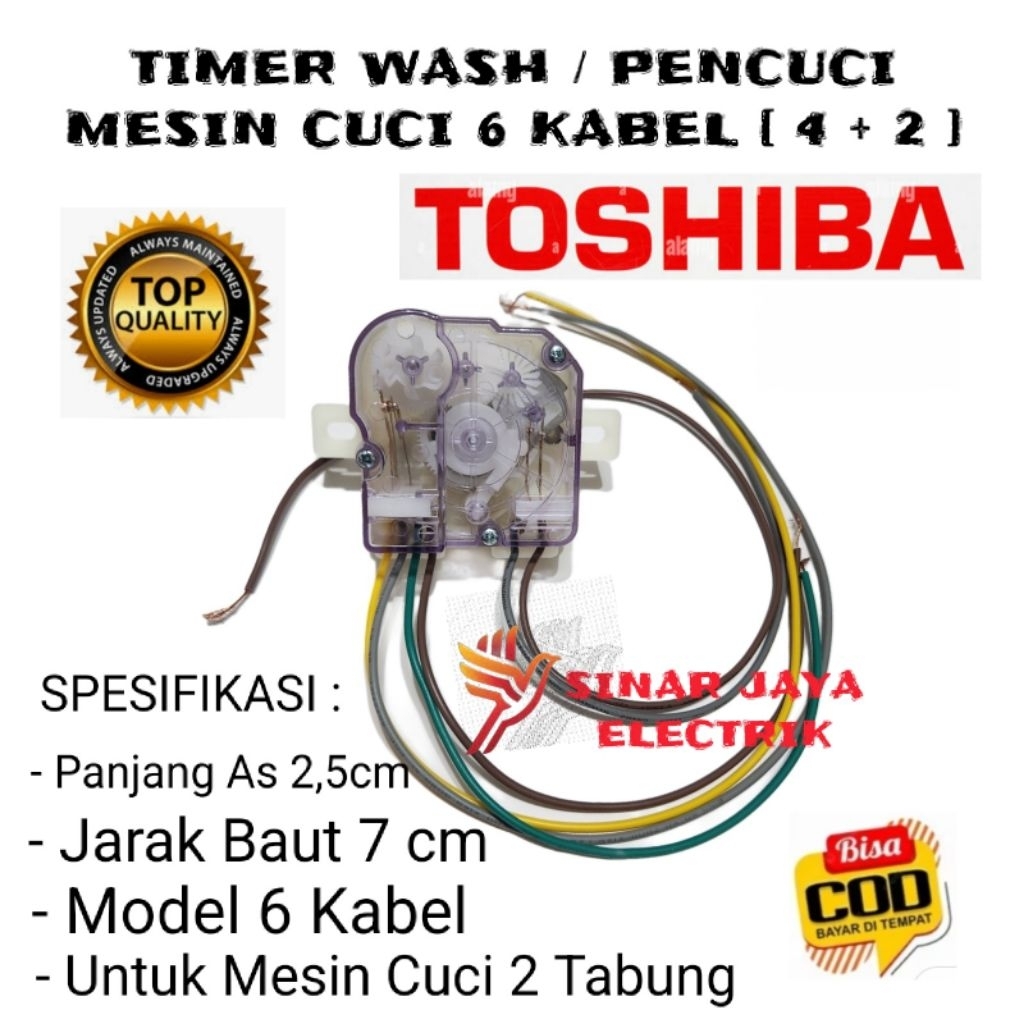 TIMER WASH 6 KABEL MESIN CUCI TOSHIBA 2 TABUNG - TIMER MESIN CUCI TOSHIBA 6 KABEL