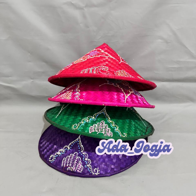 Caping Bambu Lukis Unik Nyaman Adem/Caping Petani Dewasa Topi Bambu Cetok Anyaman Bambu