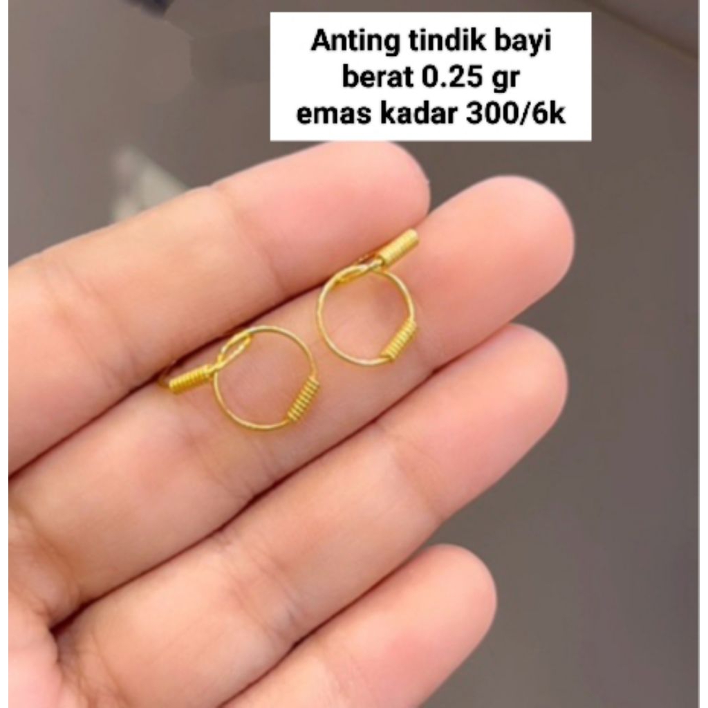 ANTING TINDIK BAYI EMAS ASLI KADAR 375/8K