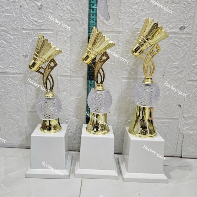 Trophy Shuttlecock Piala Cock Trophy Badminton Import Piala 1 SET 123 / 1 PIALA ( Kristal Bulat / Du