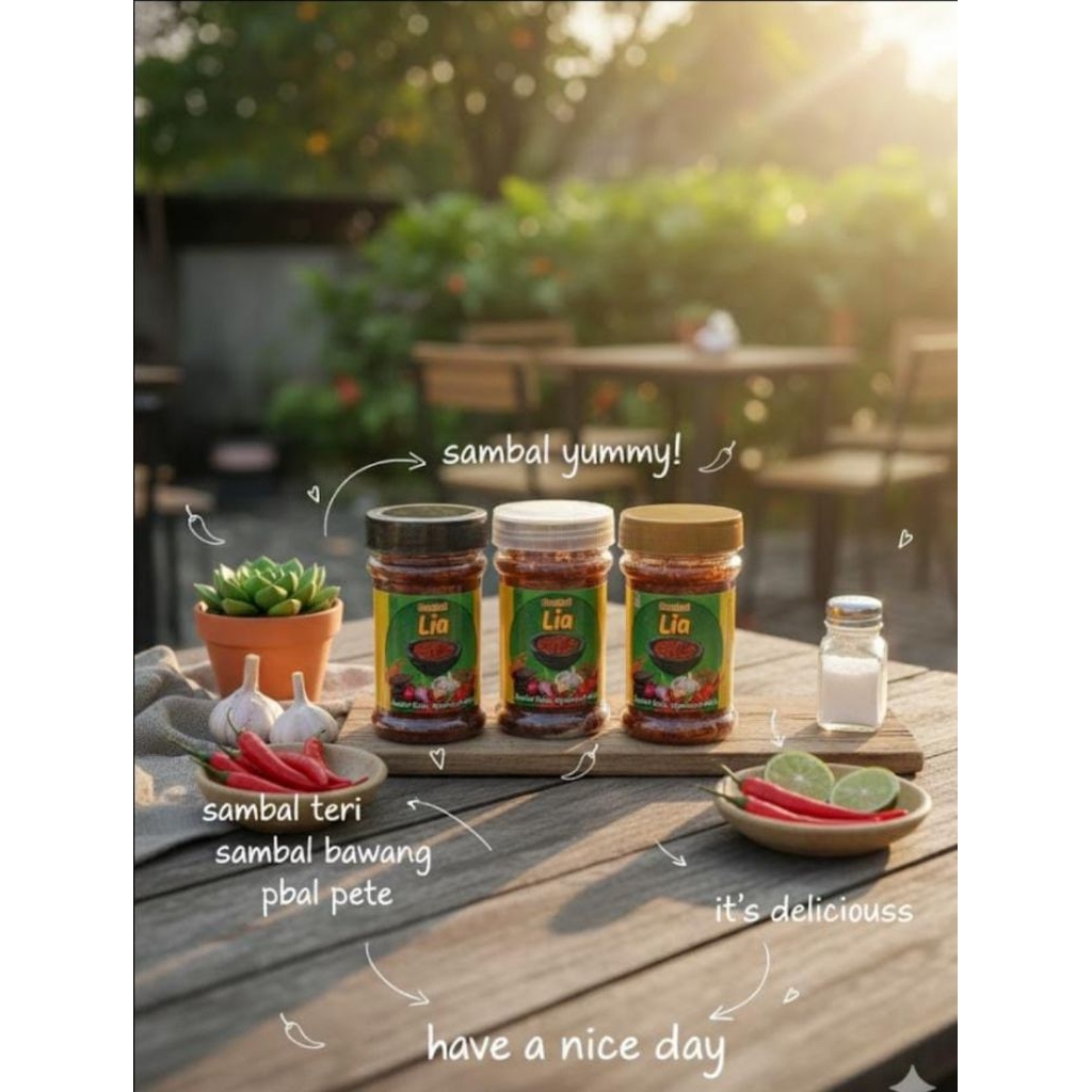 SAMBAL LIA PAKET 3 BOTOL SAMBAL (SAMBAL TERI, SAMBAL BAWANG, SAMBAL PETE) ISIAN TERI DAN PETE UTUH 1