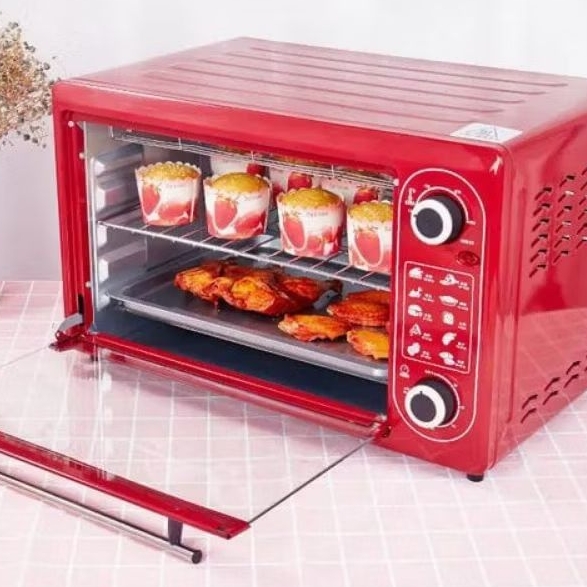 Oven Listrik Jumbo 52Liter multifungsi daya 1500watt Pemanggang kue kuker Roti daging ayam ikan sosi