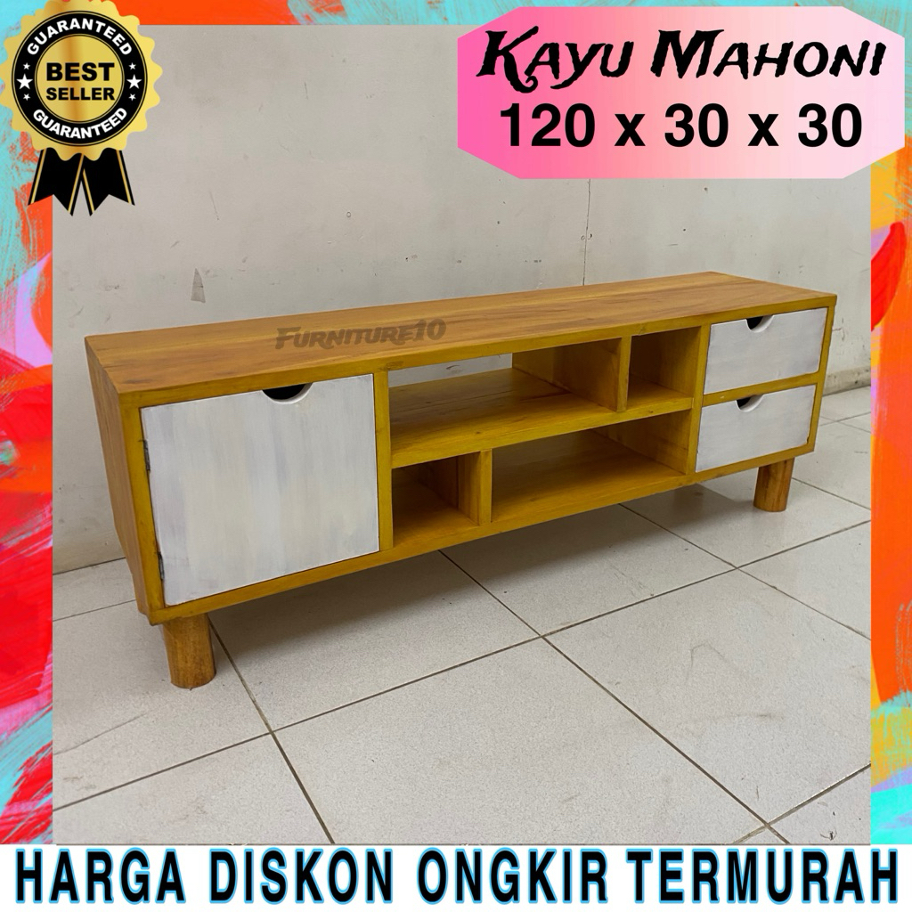 [Ready Stock] Meja TV / Ruang Tamu Modern Kayu Mahoni 120cm