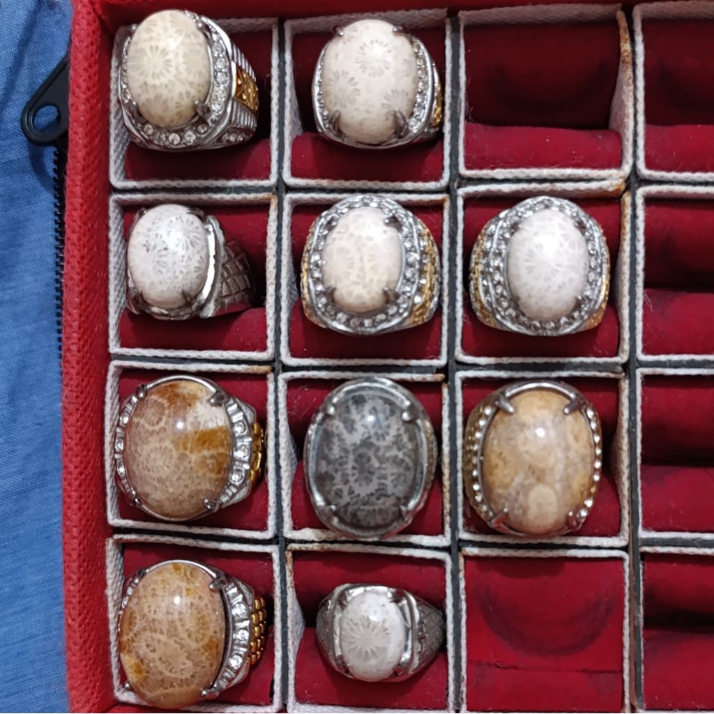 CA 229 Cincin Akik Batu Asli Natural Motif Teratai Joss